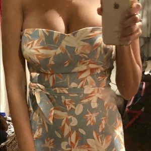 Strapless floral jumpsuit